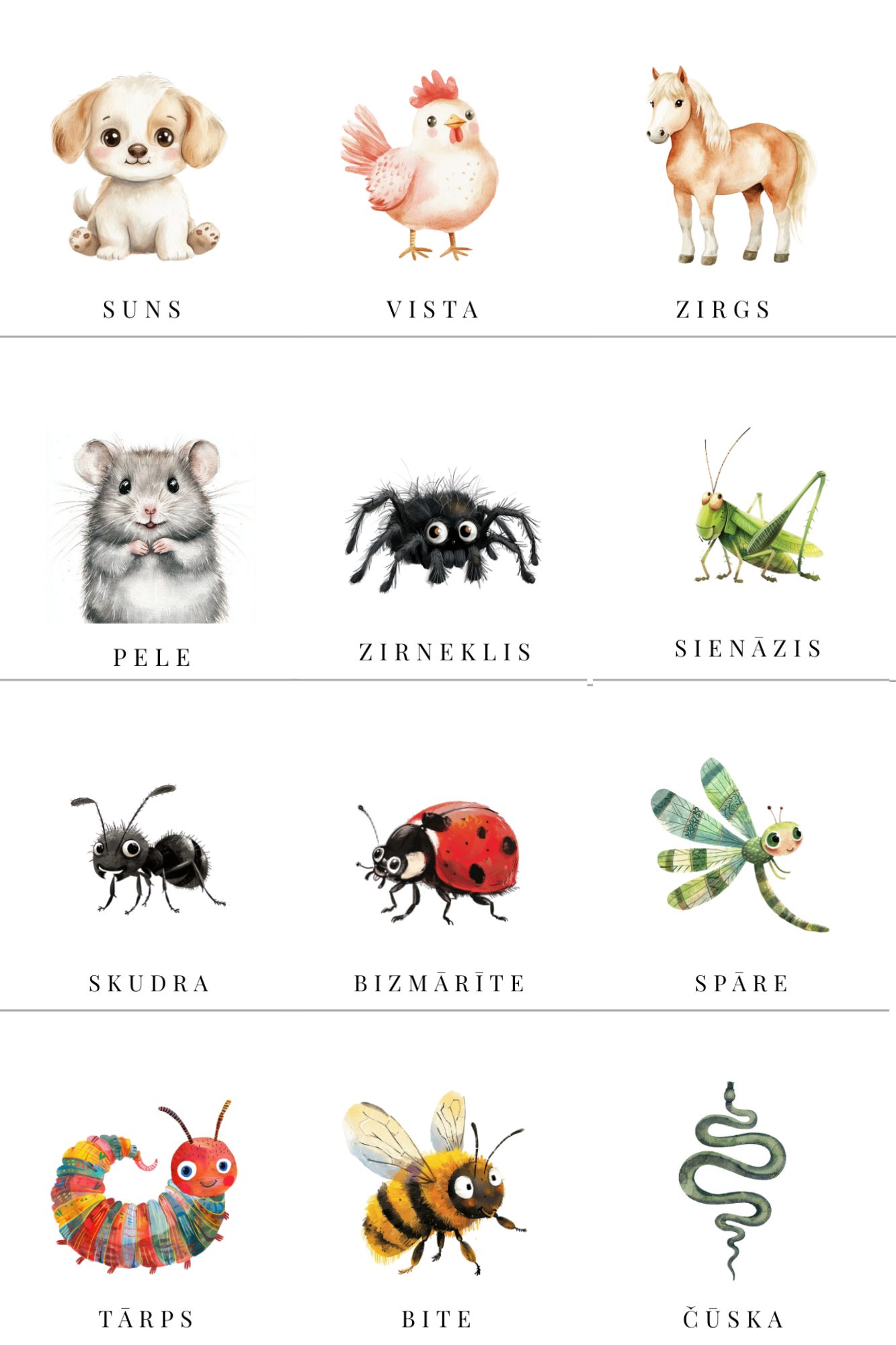 Dzīvienku kartītes.